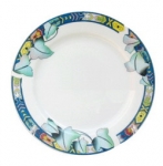 Тарелка белая   с орнаментом (синий) 20см